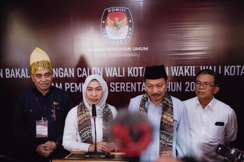 Pasangan calon wali kota dan wakil wali kota Banjarbaru, Kalimantan Selatan Erna Lisa Halaby-Wartono. 