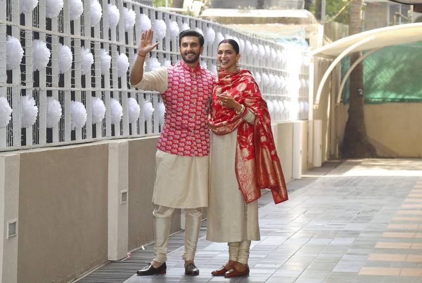 Pasangan Deepika Padukone dan Ranveer Singh yang baru menikah.