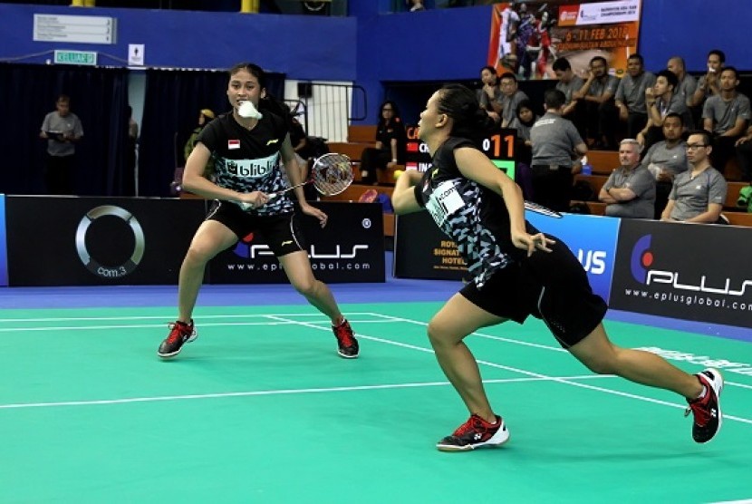 Pasangan Della Destiara Haris/Rizki Amelia Pradipta mengunci kemenangan Indonesia atas Cina setelah mengalahkan Cao Tong Wei/Yu/Zheng 14-21, 21-19 dan 23-21, Rabu (8/2).
