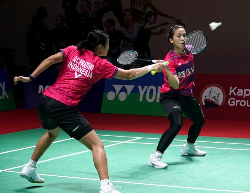 Pasangan Febriana Dwipuji Kusuma/Amalia Cahaya Pratiwi di Indonesia Open 2023.
