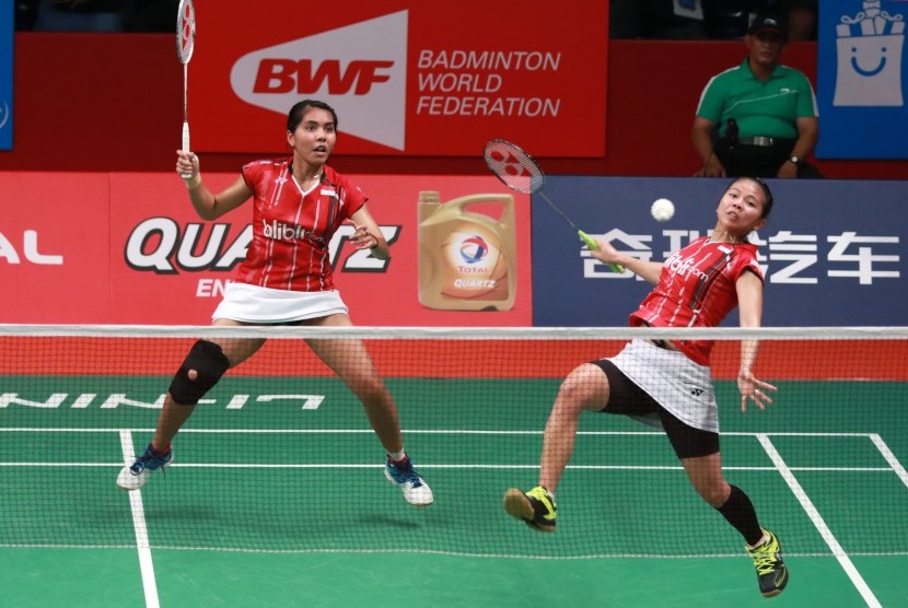 Pasangan ganda putri Indonesia, Greysia Polii/Nitya Krishinda Maheswari berlaga di Kejuaraan Dunia 2015, Rabu (12/8)