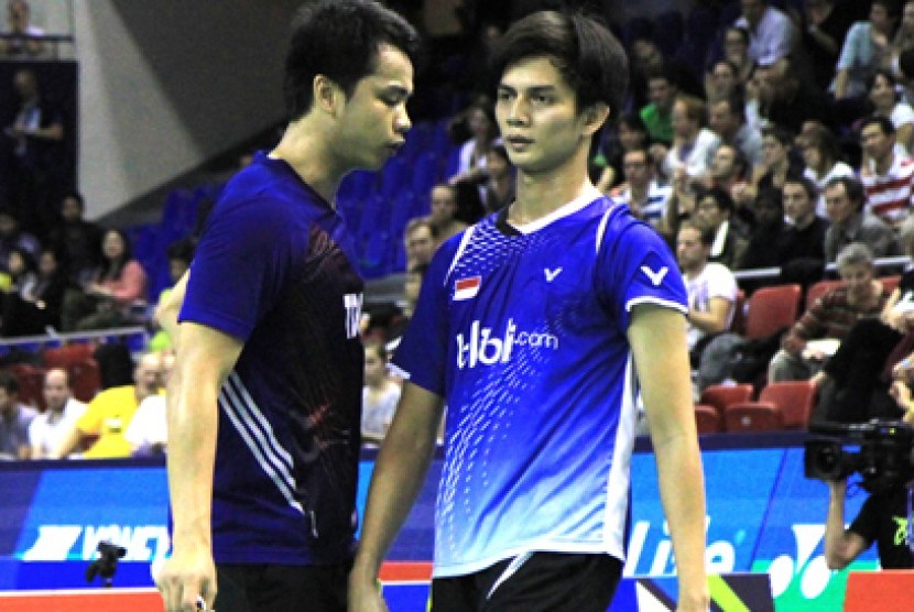 Pasangan Hendra Aprida Gunawan/Andrei Adistia terhenti di babak kedua BCA Indonesia Open 2015