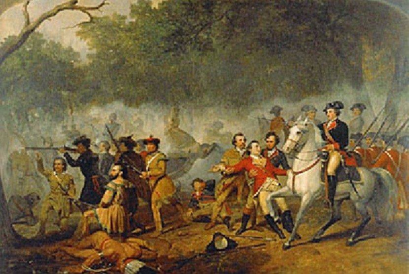 Pasukan Inggris yang terus melawan Prancis saat  pertempuran di Waterloo