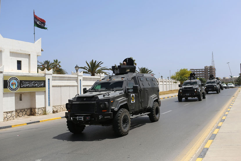 Pasukan keamanan Libya melakukan patroli. (ilustrasi)