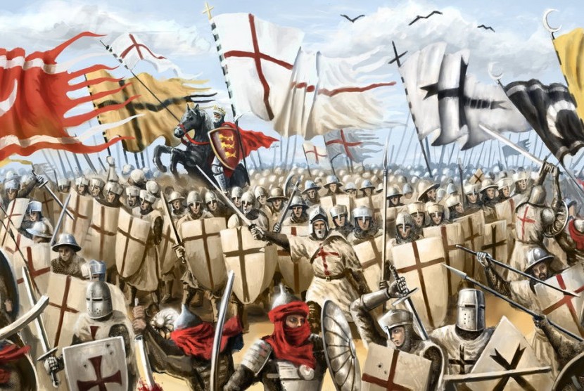 Pasukan Kristen Eropa menginvasi Yerusalem pada 14 Juli 1099 (ilustrasi).