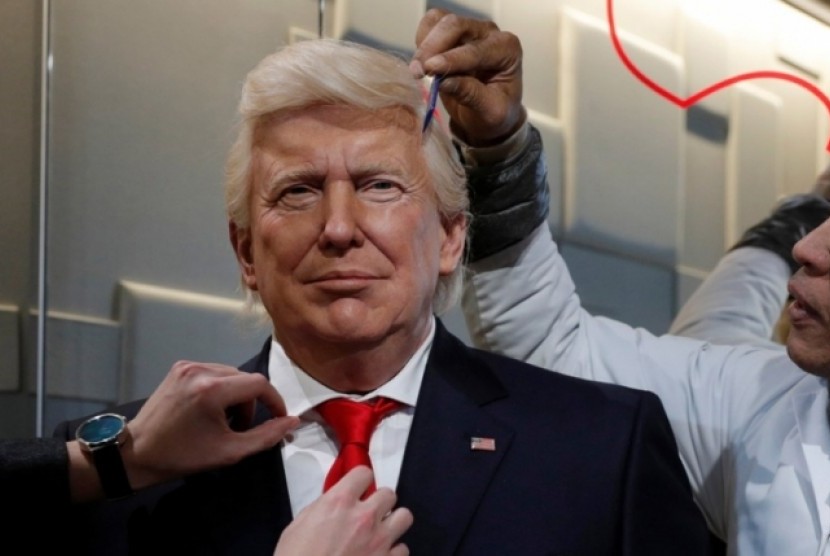 Patung lilin Presiden AS Donal Trump di Museum Grevin, Paris menggunakan rambut asli manusia 