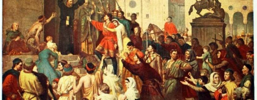 Paus Urban II kala berkhotbah serukan Perang Saiib pada 10 Noveber 1095.