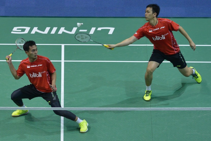 Pebulutangkis ganda putra Indonesia Hendra Setiawan /Muhammad Aksan 