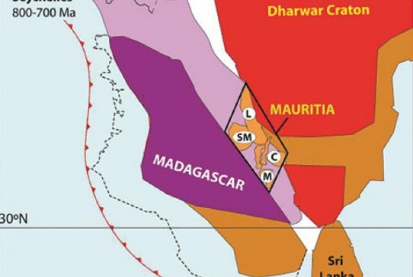 Pecahan benua kuno di dasar Samudra Hindia yang dinamai Mauritia.