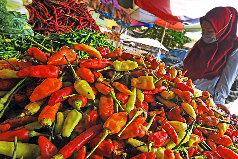 Pedagang sayur melayani pembeli cabai rawit (ilustrasi).