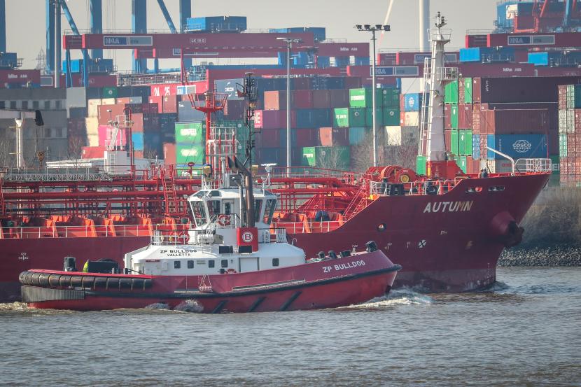 Pelabuhan Hamburg, Jerman. Total nilai barang yang diperdagangkan antara Jerman dan Cina mencapai 320 miliar dolar AS pada 2022.
