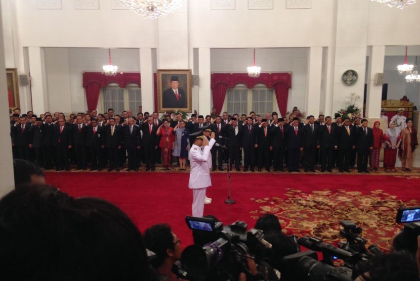 Pelantikan Anies-Sandi di Istana Negara, Jakarta.