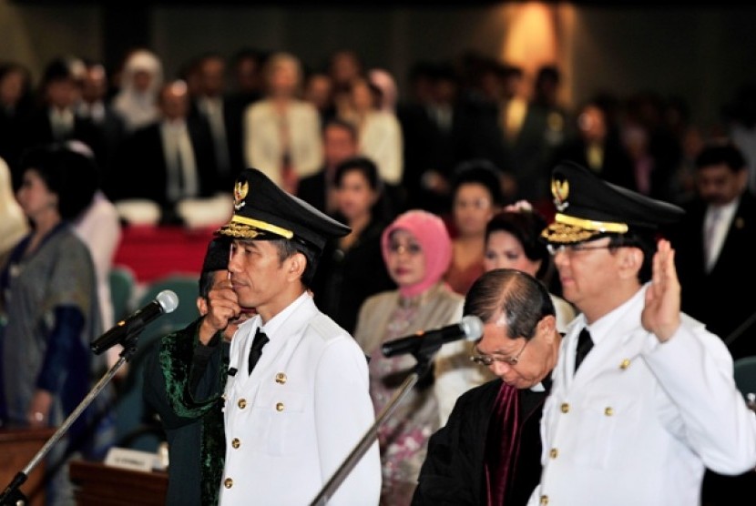 Pelantikan Joko Widodo dan Basuki Tjahaja Purnama sebagai Gubernur dan Wakil Gubernur DKI Jakarta, Senin (15/10).