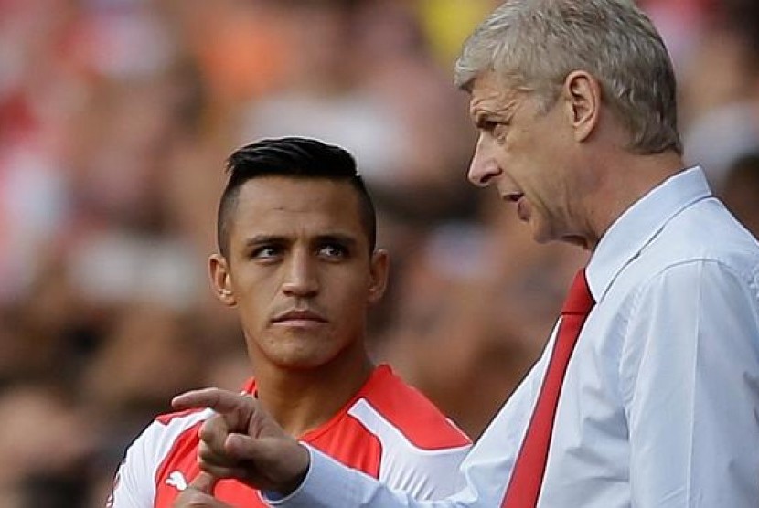 Pelatih Arsene Wenger dan Alexis Sanchez.