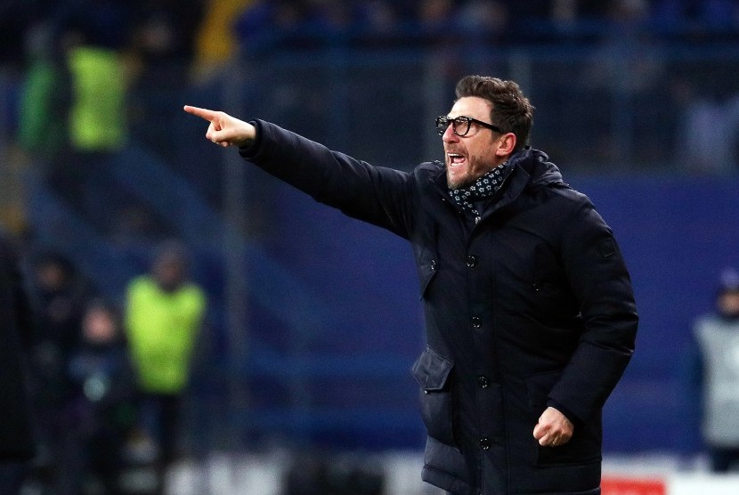 Pelatih AS Roma Eusebio Di Francesco.