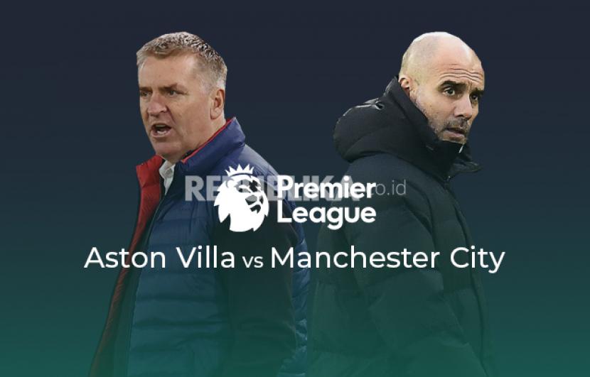 Pelatih Aston Villa Dean Smith (kiri) dan pelatih Manchester City Pep Guardiola. 