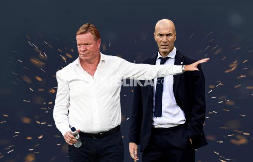 Pelatih Barcelona Ronald Koeman (kiri) Vs Pelatih Real Madrid Zinedine Zidane.
