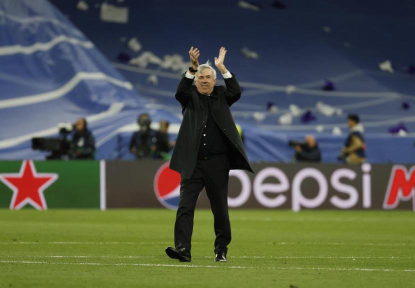 Pelatih Real Madrid Carlo Ancelotti selepas kemenangan melawan Manchester City.