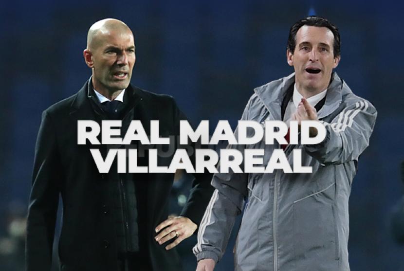 Pelatih Real Madrid Zinedine Zidane (kiri) akan beradu strategi dengan pelatih Villarreal Unai Emery dalam laga terakhir La Liga musim 2020/2021.