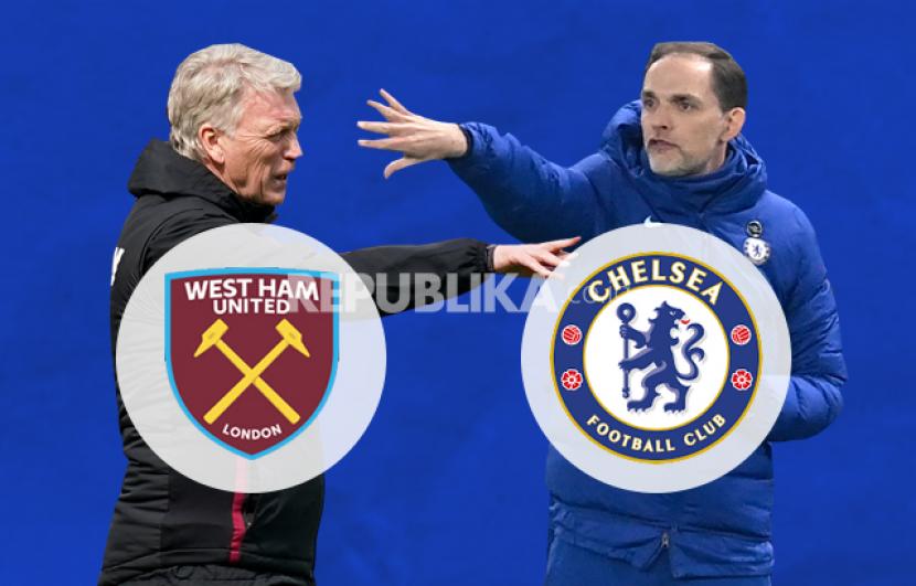 Pelatih West Ham United David Moyes (kiri) akan adu taktik dengan pelatih Chelsea Thomas Tuchel dalam pertandingan Liga Primer Inggris, Sabtu (24/4).