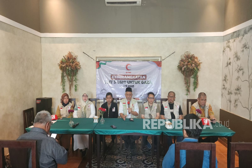 Pelepasan di EMT ke-3 BSMI ke Gaza di Jakarta, Senin (7/7/2025).