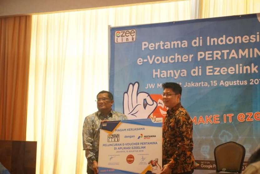 Peluncuran e-Voucher Pertamina di JW Marriott Hotel, Mega Kuningan, Jakarta, Kamis (15/8). 