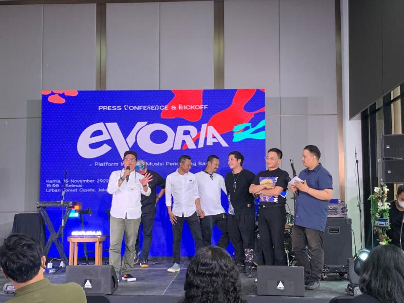Peluncuran Evoria, platform inkubasi musisi pendatang baru yang akan dikurasi dan dimentori praktisi pendukung. Acara digelar di Urban Forest Cipete, Jakarta Selatan, Kamis (10/11/2022). 