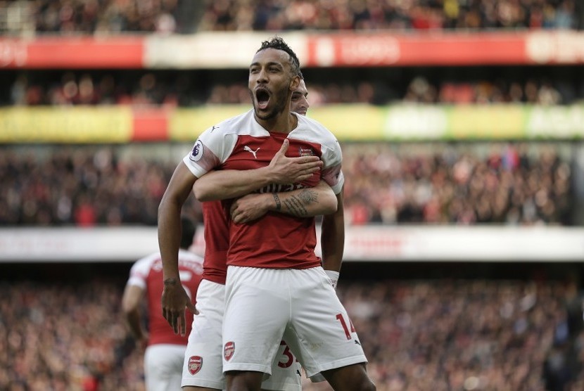 Pemain Arsenal Pierre-Emerick Aubameyang.