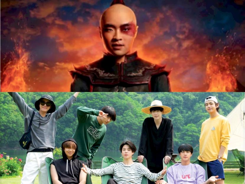 Pemain Avatar: The Last Airbender, Dallas Liu (atas), merupakan fans BTS (bawah).