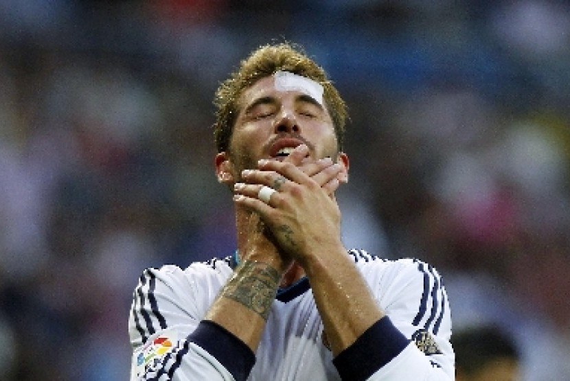 Pemain belakang Real Madrid, Sergio Ramos.