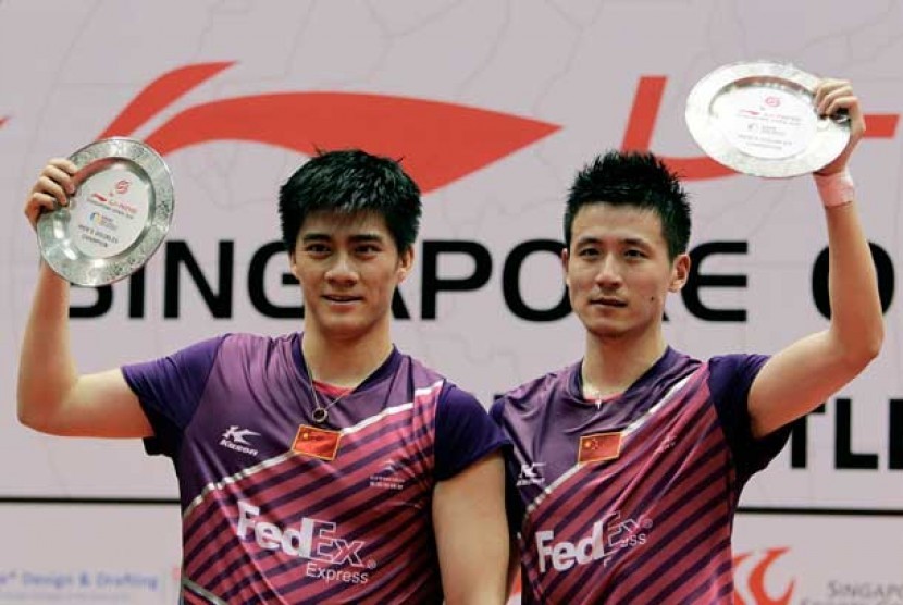 Pemain bulutangkis ganda putra Cina, Cai Yun (kanan) and Fu Haifeng (kiri).