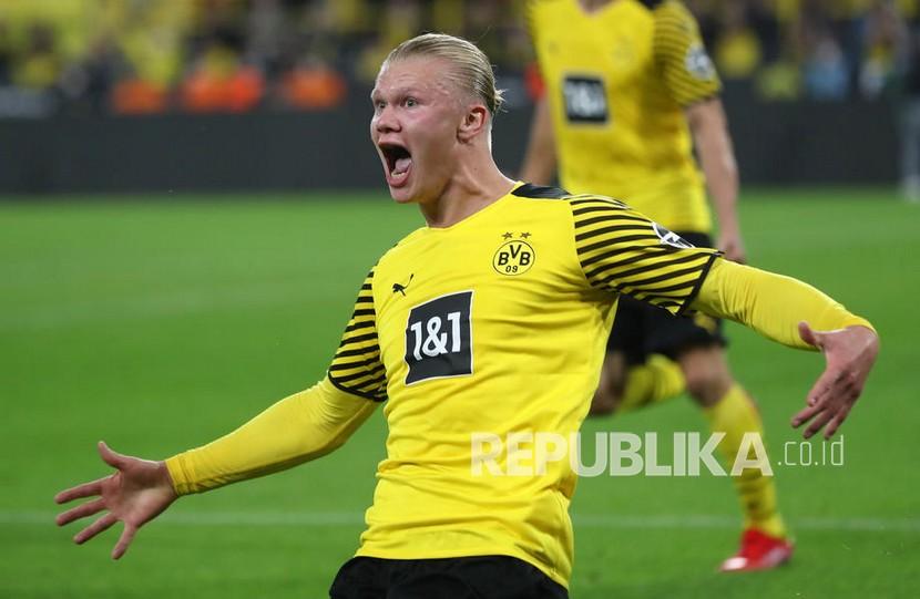 Pemain Borussia Dortmund Erling Haaland 