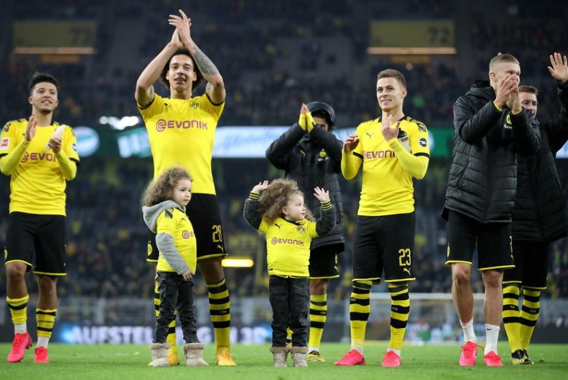 Para pemain Borussia Dortmund seusai laga Bundesliga Jerman.