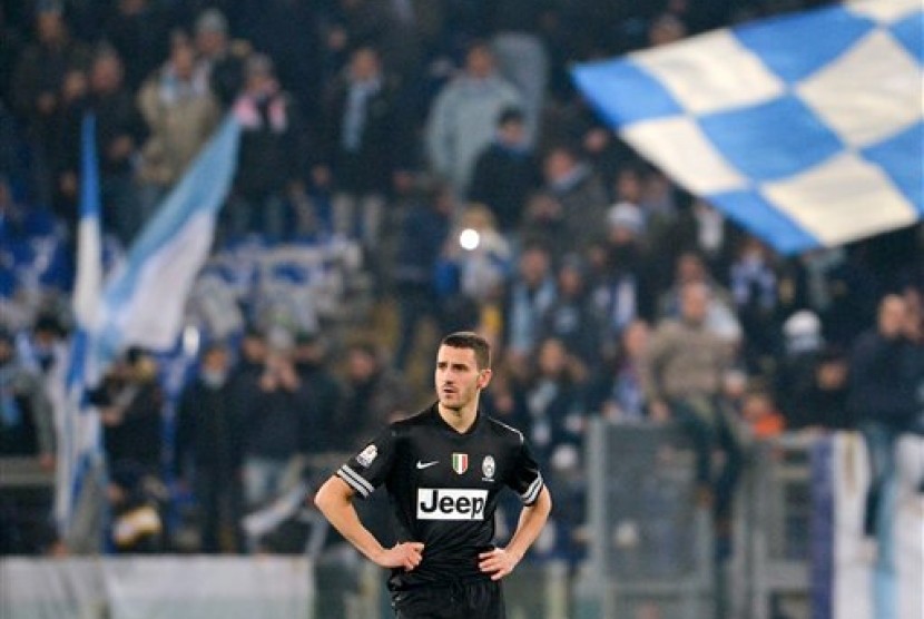 Pemain Juventus Leonardo Bonucci terlihat lesu.