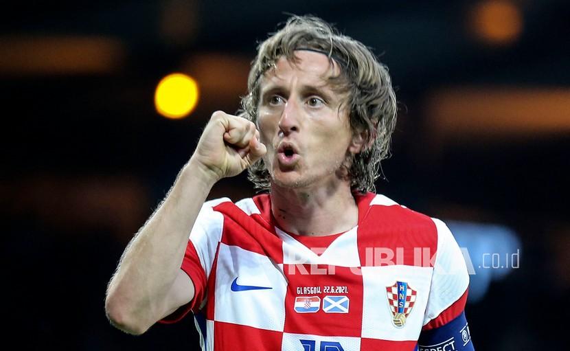 Bintang Kroasia dan gelandang Real Madrid, Luka Modric. 