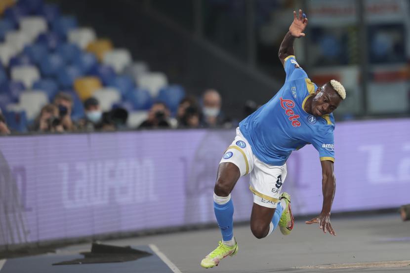 Pemain Napoli Victor Osimhen memperkuat Nigeria di Piala Afrika 2021.