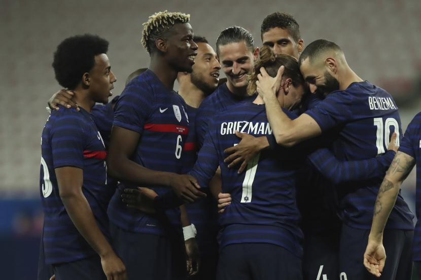 Para pemain timnas Prancis (ilustrasi). Gary Neville menjagokan Prancis juara Euro 2020.