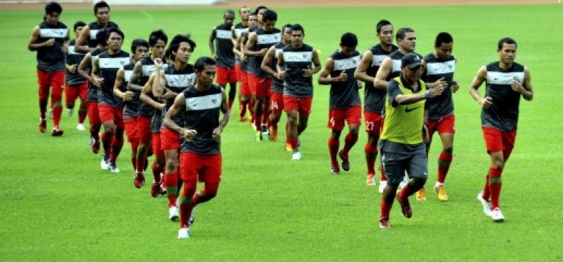 Pemain Timnas Indonesia ketika latihan.
