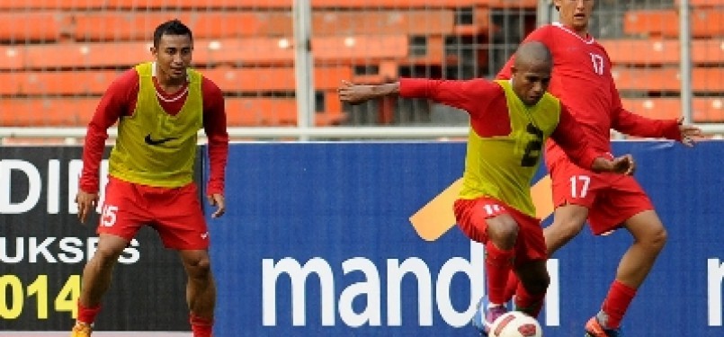 Pemain Timnas Indonesia saat melakukan latihan.