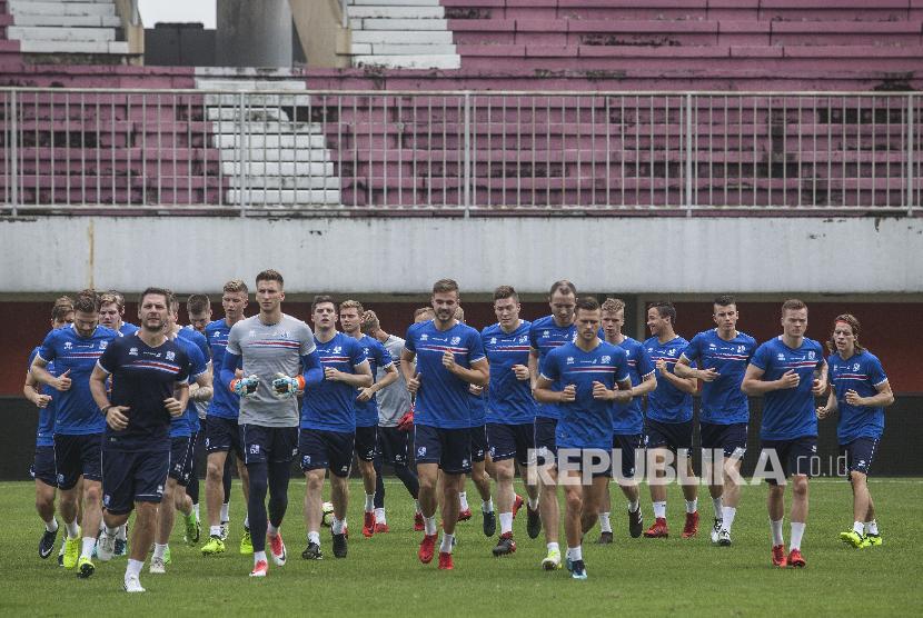 Iceland football national team during training session in Yogyakarta, Indonesia.