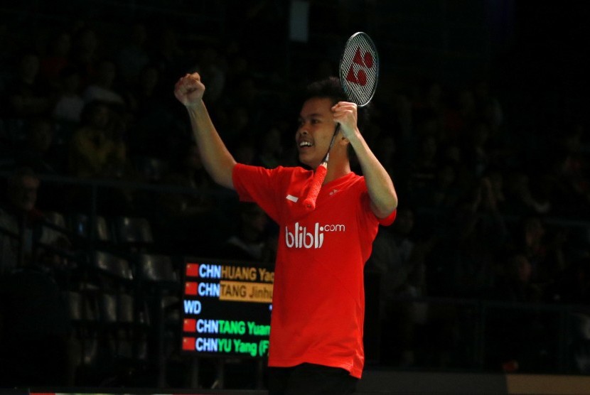 Pemain tunggal putra Indonesia, Anthony Sinisuka Ginting.