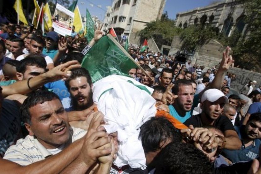 Pemakaman Hadeel al-Hashlamun (18 tahun) di Tepi Barat.