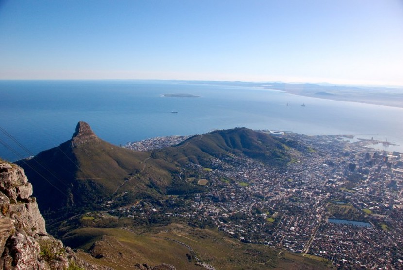 Pemandangan Cape Town, Afrika Selatan, dari atas.