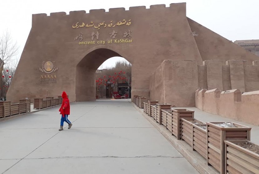 Pemandangan kota tua Uighur.