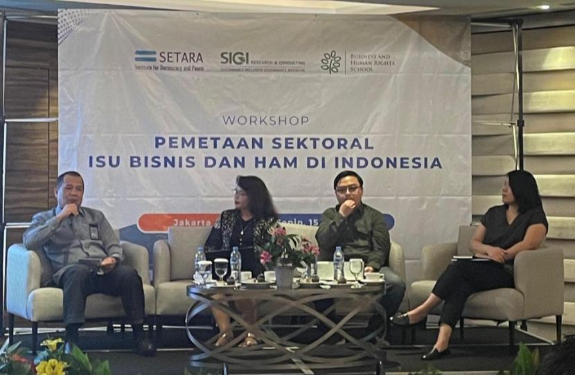 Pemaparan laporan penelitian Setara Institute bertajuk Inovasi Normatif Pemajuan Bisnis dan HAM di Indonesia (2024). 