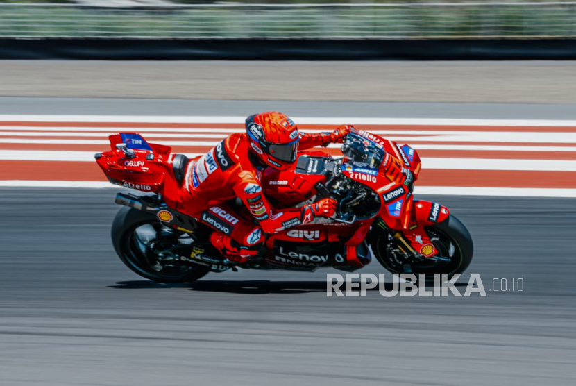 Pembalap Ducati Marc Marquez di Sirkuit Mandalika, Lombok.