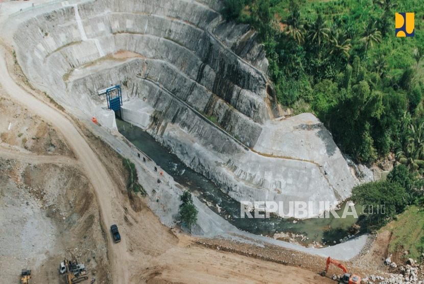 Pembangunan Bendungan Bagong di Kabupaten Trenggalek, Provinsi Jawa Timur.