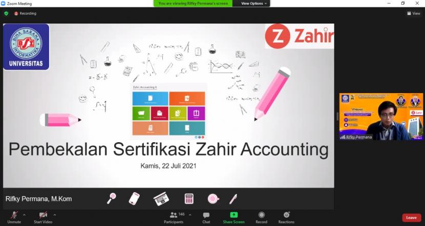 Pembekalan sertifikasi Zahir Accounting diikuti oleh ratusan peserta dari mahasiswa semester 2, 4 dan 6 prodi SIA, Universitas BSI.
