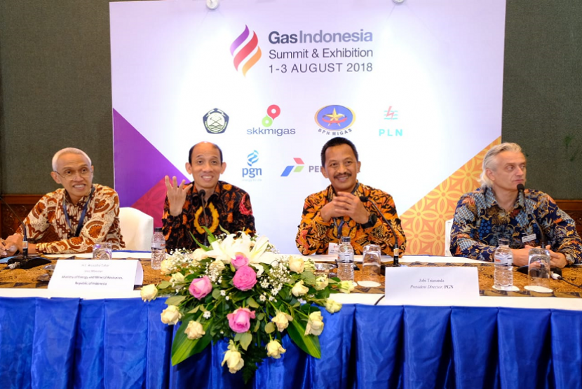 Pembukaan Gas Indonesia Summit & Exhibition 2018 di Jakarta Convention Center.