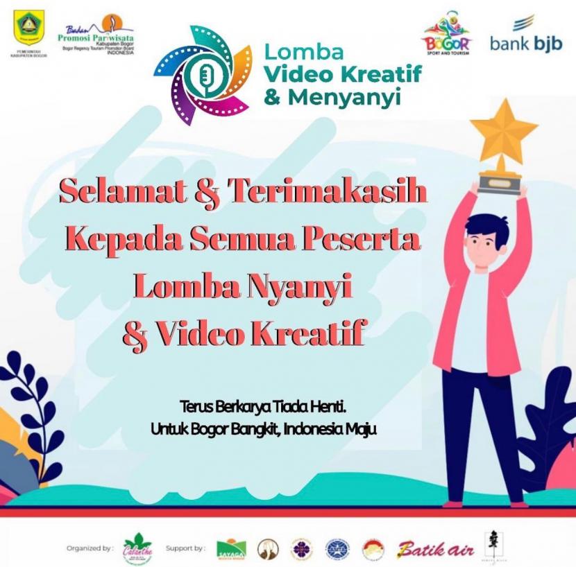 Pemerintah Kabupaten Bogor melalui Badan Promosi Pariwisata menggelar Malam Puncak Kreatif Bogor Sport and Tourism. Event ini digelar sebagai bagian dari penyelenggaraan Lomba Video Kreatif dan Menyanyi dalam rangka menyambut Hari Kemerdekaan ke 75 Republik Indonesia.